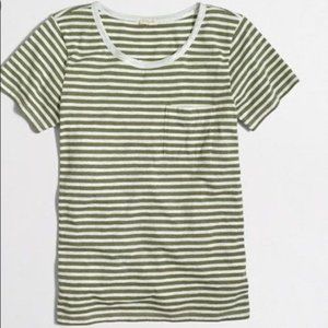 ✨ J.Crew Factory Green Striped Lurex Trim Pocket T-Shirt